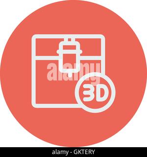 Three D printing machine thin line icon Stock Vector
