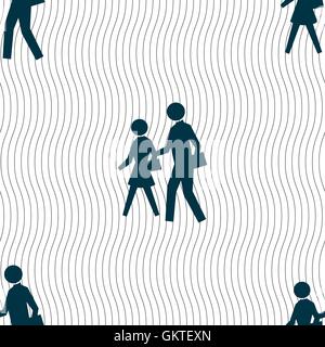 crosswalk icon sign. Seamless pattern with geometric texture. Vector Stock Vector
