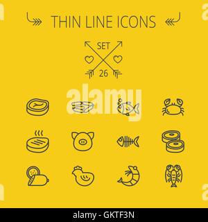 Food thin line icon set Stock Vector