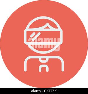 Virtual reality glass on head thin line icon Stock Vector