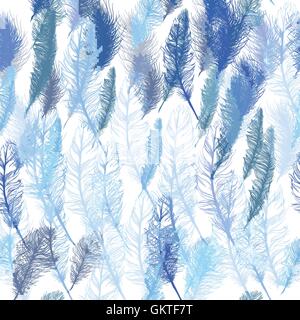 Set of seamless pattern vector feathers. EPS Stock Vector