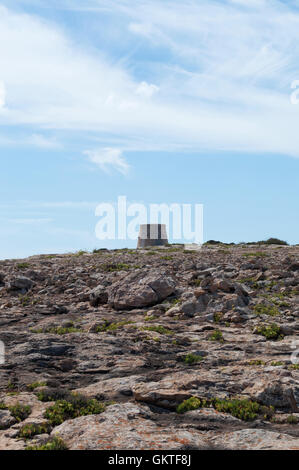 Formentera, Balearic Islands: view of the Torre de sa Punta Prima, a 17th century watchtower on the east coast of the island Stock Photo