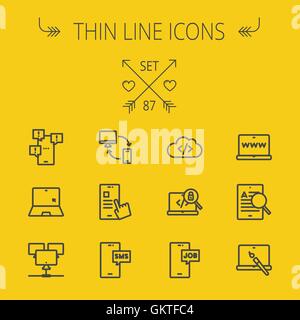 Technology thin line icon set Stock Vector