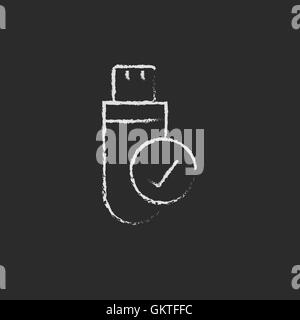 USB flash drive drawn in chalk Stock Vector