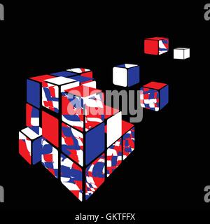 Rubik cube 3D vector with black background. Vector illustration. Stock Vector