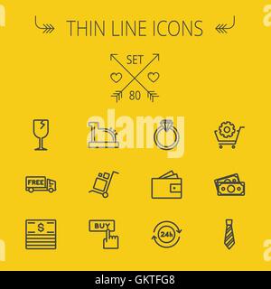 Business shopping thin line icon set Stock Vector