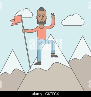 Success businessman on top of mountain vector illustration Stock Vector ...