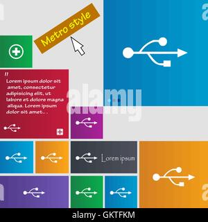 USB icon sign. buttons. Modern interface website buttons with cursor pointer. Vector Stock Vector