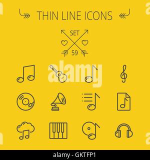 Music and entertainment thin line icon set Stock Vector