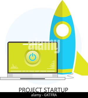 Project Startup Flat Design Icon Stock Vector