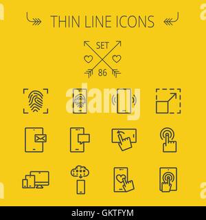 Technology thin line icon set Stock Vector