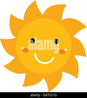 Pretty smiling Sun clipart isolated on white Stock Vector