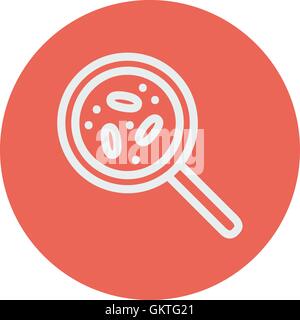 Microorganism under magnifier thin line icon Stock Vector