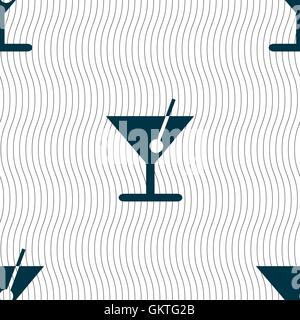 cocktail icon sign. Seamless pattern with geometric texture. Vector Stock Vector
