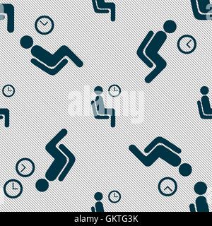 waiting icon sign. Seamless pattern with geometric texture. Vector Stock Vector