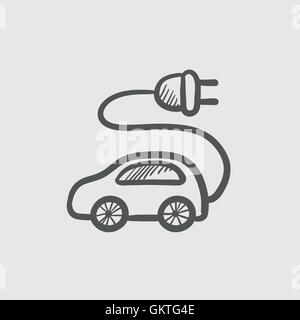 Electric car sketch icon Stock Vector