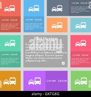 taxi icon sign. Set of multicolored buttons with space for text. Vector Stock Vector