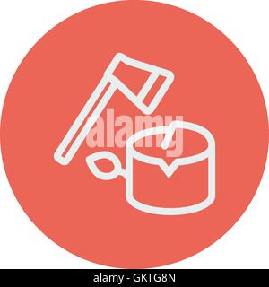 Ax and wood thin line icon Stock Vector