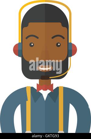 Operator man in headset. Stock Vector