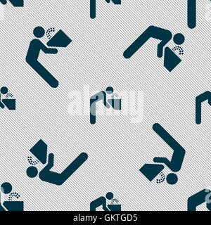 drinking fountain icon sign. Seamless pattern with geometric texture. Vector Stock Vector