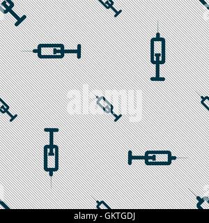 syringe icon sign. Seamless pattern with geometric texture. Vector Stock Vector