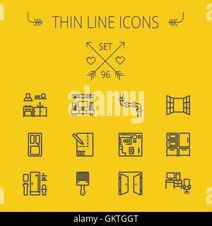 Construction thin line icon set Stock Vector