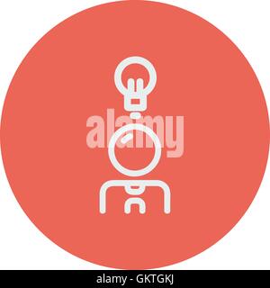 Businessman with ideas thin line icon Stock Vector