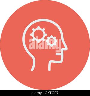 Human head with gear thin line icon Stock Vector