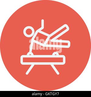 Gymnast on pommel horse thin line icon Stock Vector