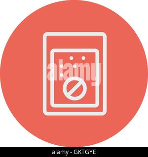 Tablet into a glass of water thin line icon Stock Vector