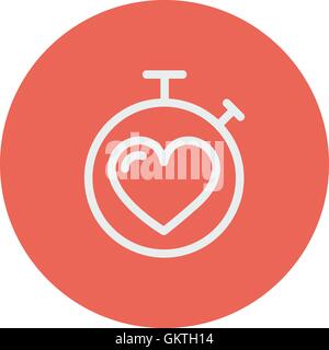 Heart time thin line icon Stock Vector