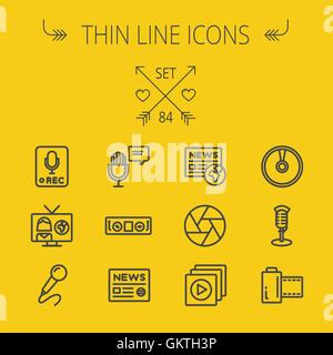 Mutimedia thin line icon set Stock Vector