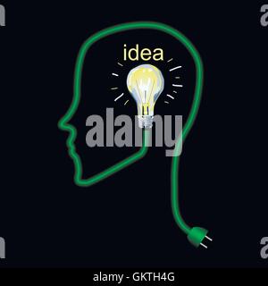 brain head lightbulb man vector Stock Vector