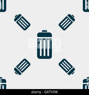 The trash icon sign. Seamless pattern with geometric texture. Vector Stock Vector