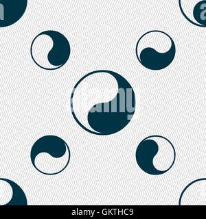 Yin Yang icon sign. Seamless pattern with geometric texture. Vector Stock Vector