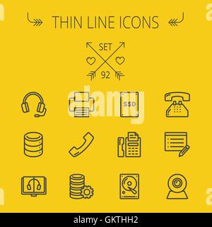 Technology thin line icon set Stock Vector