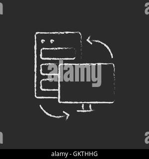 Personal computer set. CPU Central processing unit drawn in chalk Stock Vector