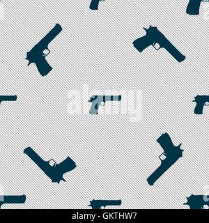 gun icon sign. Seamless pattern with geometric texture. Vector Stock Vector