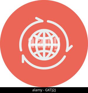 Globe with arrow around thin line icon Stock Vector