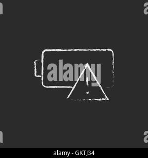 Empty battery drawn in chalk Stock Vector