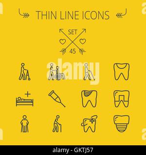 Medicine thin line icon set Stock Vector