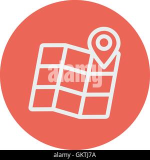 Folded map with pin thin line icon Stock Vector