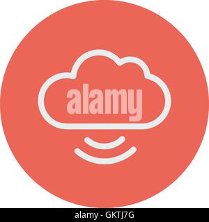 Cloud with wifi symbol thin line icon Stock Vector