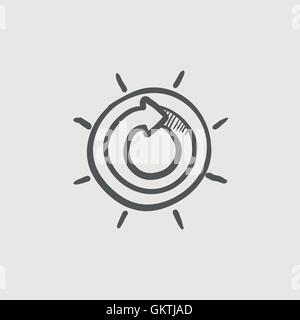 Sun with spiral arrow sketch icon Stock Vector