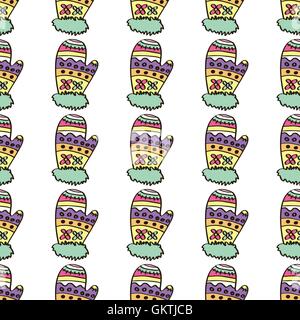Christmas mittens seamless pattern on a background. Stock Vector