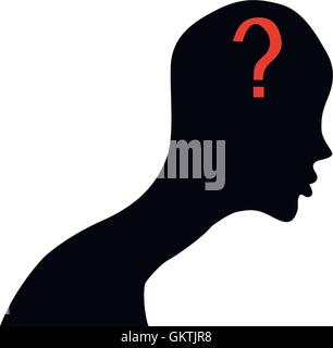 Question mark with face. Face profile silhouette icon vector ...