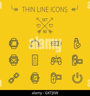 Technology thin line icon set Stock Vector