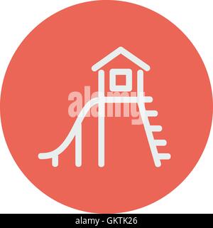 Playhouse with slide thin line icon Stock Vector