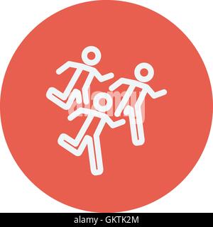 Marathon runners thin line icon Stock Vector