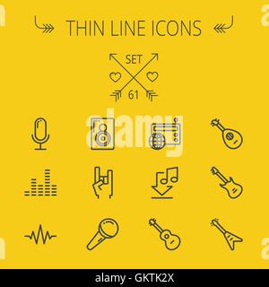 Music and entertainment thin line icon set Stock Vector